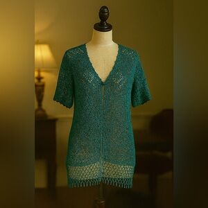 Vintage Roman Originals Beaded One-Button Blouse Size M